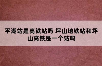 平湖站是高铁站吗 坪山地铁站和坪山高铁是一个站吗